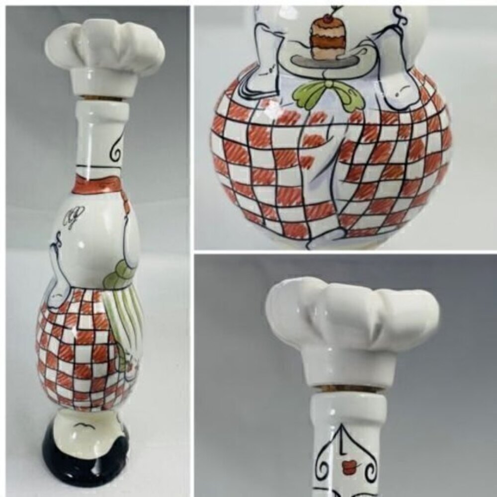 Chef Shaped Bottle "Designed to Inspire Smiles" Decanter Carrie Olsen Garrard